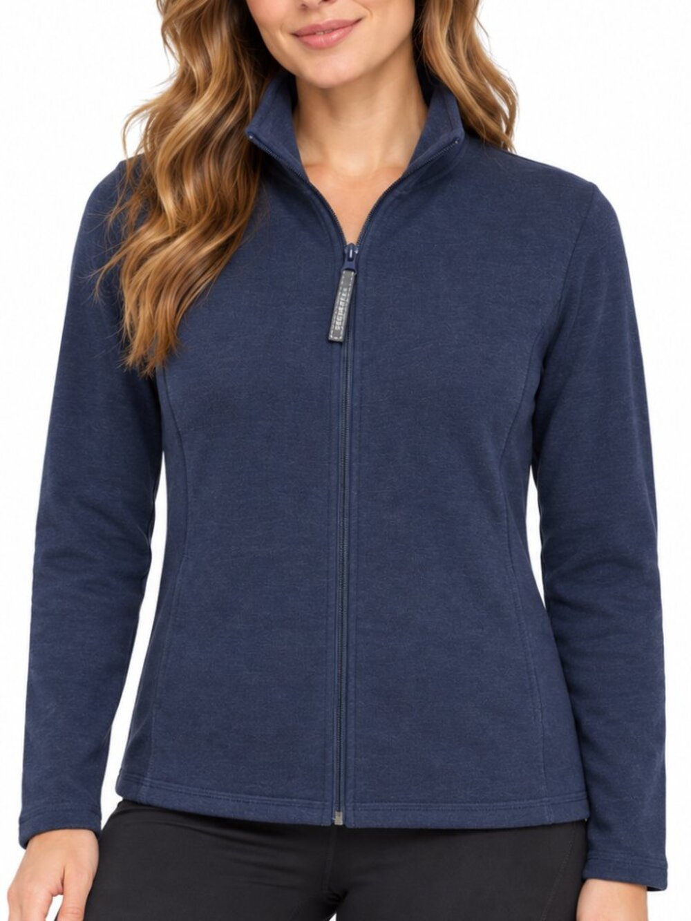 SEGMENTS Merino Wool Blend Full Zip Sweater Navy Blue Large Mid-Layer Gorpcore